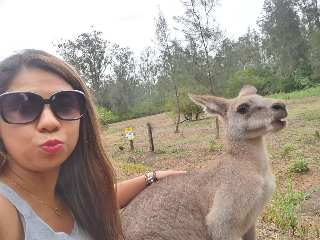 Stefania and a Kangooroo making funny faces