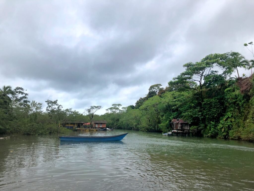 Barco em um manguezal de Juancho, ponto d epartida para La Barra